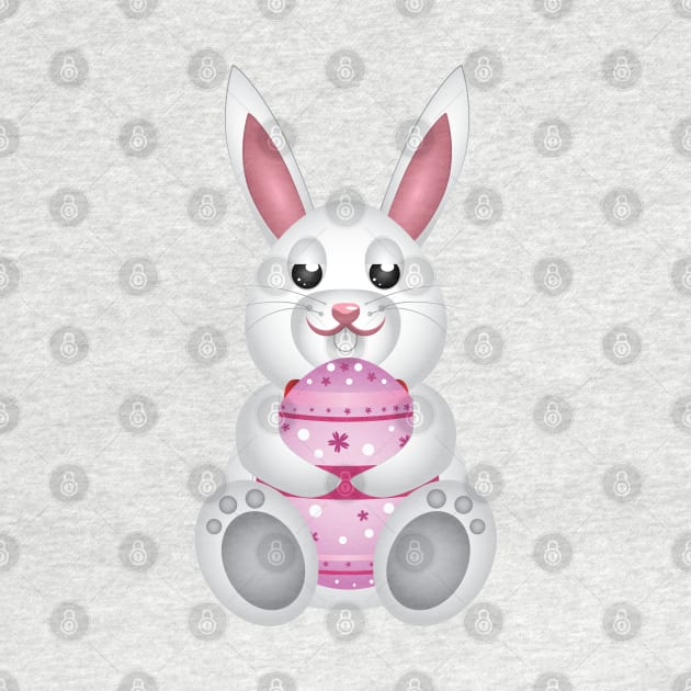 White bunny with pink Easter egg by AnnArtshock